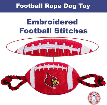 Pets First NCAA Louisville Cardinals Football Dog Toy, Tough Quality Nylon Materials, Strong Pull Ropes, Inner Squeaker, Collegiate Team Color