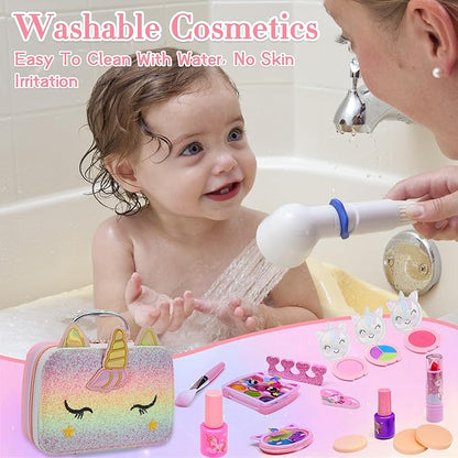 Kids Makeup Kit for Girl - Washable Non Toxic Kid Make Up Toys, Little Girls Play Makeup Set, Kids Toy for Toddlers Children Princess, Christmas Birthday Gift for 4 5 6 7 8 9 10 Year Old Girl