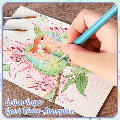 Prudiut 60 Sets Watercolor Paper with Envelopes, 140 lb/300 GSM NOT FOLDABLE Watercolor Paper Cards Blank Watercolor Postcards for Christmas Greeting Cards, Wedding Invitations, Thank You Cards