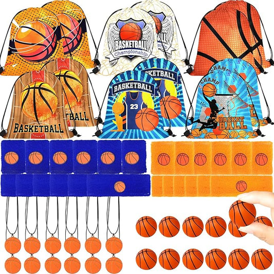 Basketball Party Favors Basketball Wristband Basketball Charm Bracelets Basketball Theme Drawstring Bags Gift Bags For Birthday Party Basketball Party Sports Team Gifts Supplies