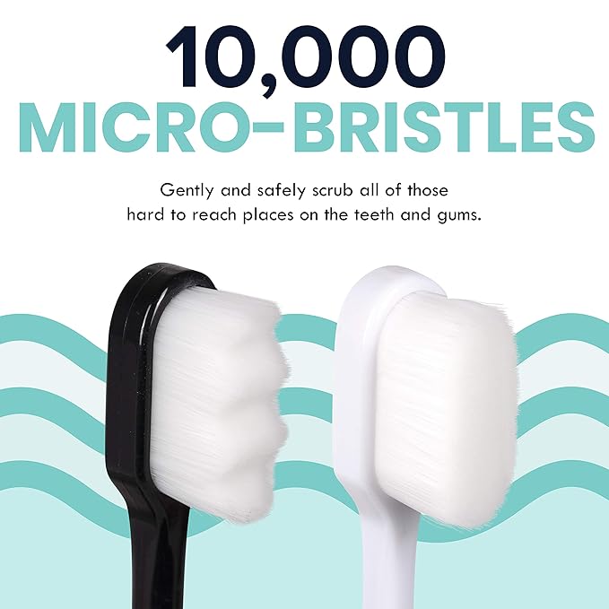 Extra Ultra Soft Nano Toothbrush, For Sensitive Gums, Adult Teeth Manual, Toothbrush for Protection Gum Care, Perfect for Kids & Adults (4 Pack)