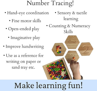 Number Tracing | Double Sided Wooden Montessori Math & Counting Toy | Toddler Sensory Play | Tracing Numbers for Preschool
