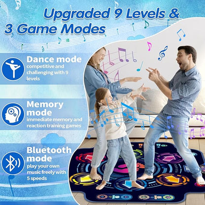 Kids Electronic Dance Pad with 6-Button, Music Dance Game Mat with Built-in Music 9 Levels and 3 Modes, Chirstmas Party Birthday Gifts, Toys for Girls Ages 4-8, 8-12