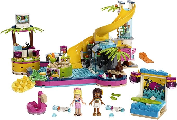LEGO Friends Andrea's Pool Party 41374 Toy Pool Building Set with Andrea and Stephanie Mini Dolls for Pretend Play, Includes Toy Juice Bar and Wave Machine (468 Pieces)