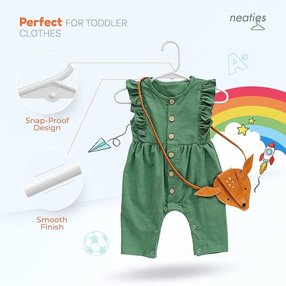 30pk Made in USA Baby Hangers | Kids Hangers for Children's Clothes, Toddler Outfits and Clothing | 20 50 100 Pack Available | Kid Plastic Hanger for Closet and Nursery | Child Kid Hangars (Gray)