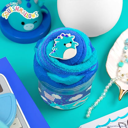 Original Squishmallows Tatiana The Dragon Premium Cloud Slime, Blue Raspberry-Scented, 8 oz. Storage Container with Figurine Topper, Rubber Charm, Goodie Bags, Kids Party Favors, Sensory Toys