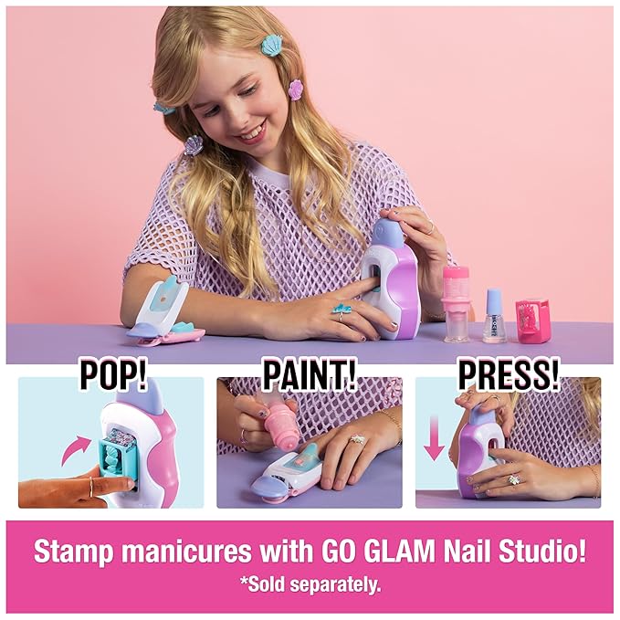 Cool Maker, GO GLAM Nail Kit Refill with Unicorn & Mermaid Designs, Style 80 Nails, Arts and Crafts Kids Toys for Girls Ages 7 and up
