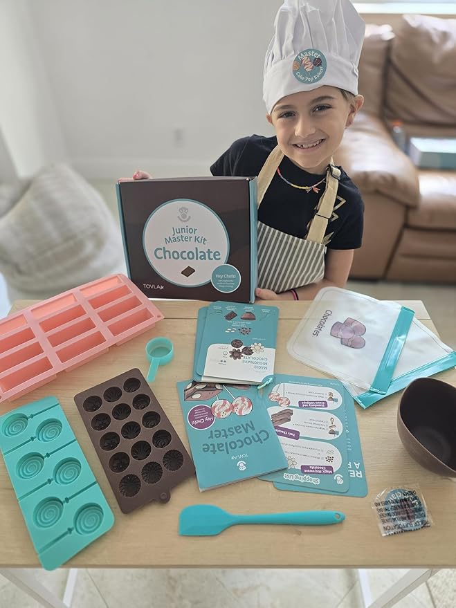 Tovla Jr. Ultimate Real Chocolate- Making Kit for Kids – Fun DIY Candy & Dessert Kit, STEM Activity for Ages 4+, Visual Learning Baking and Cooking Molds & Tools Set, Great Gift for Young Chefs