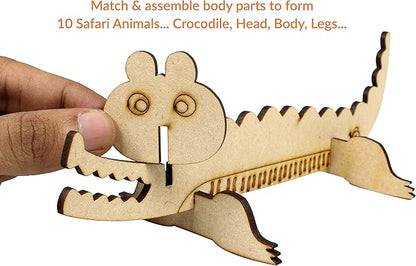 10in1 Craft DIY 3D Wooden Puzzles Bundle Set for Kids Age 3+ | Assemble Paint & Play Brain Teaser Puzzles | Educational STEM Toy for Boys Girls