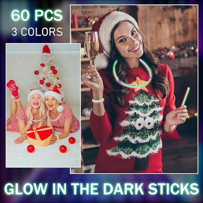 Lenwen 60 Pcs Red White and Blue Glow Sticks Bulk Glow Stick Necklaces Light up Bracelets with Connectors Glow in the Dark Party Supplies for Adults Neon Birthday 4th of July Party