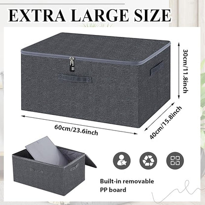 Briwooody Discreet Lockable Toy Bag Storage Organizer Toy Bag Storage Bins Case with Zipper Lid for Women and Men Clothes Container (Gray,23.6 x 15.8 x 11.8 Inch)