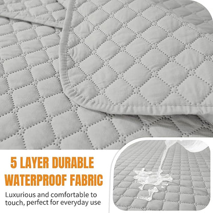 XINEAGE Water Resistant Recliner Cover, Nonslip Recliner Chair Covers for Reclining Chair with Pockets, Quilted Thick Recliner Slipcovers for Pets and Kids (Recliner Chair, Light Gray)