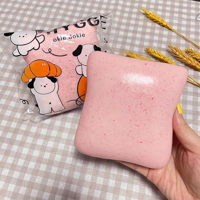 Bread Butter Squishy,Slow Rising Squishy，Stocking Stuffers,Stress Balls，Stress Relief & Fidget Toys for ADHD，Party Favor Gift (Pink)