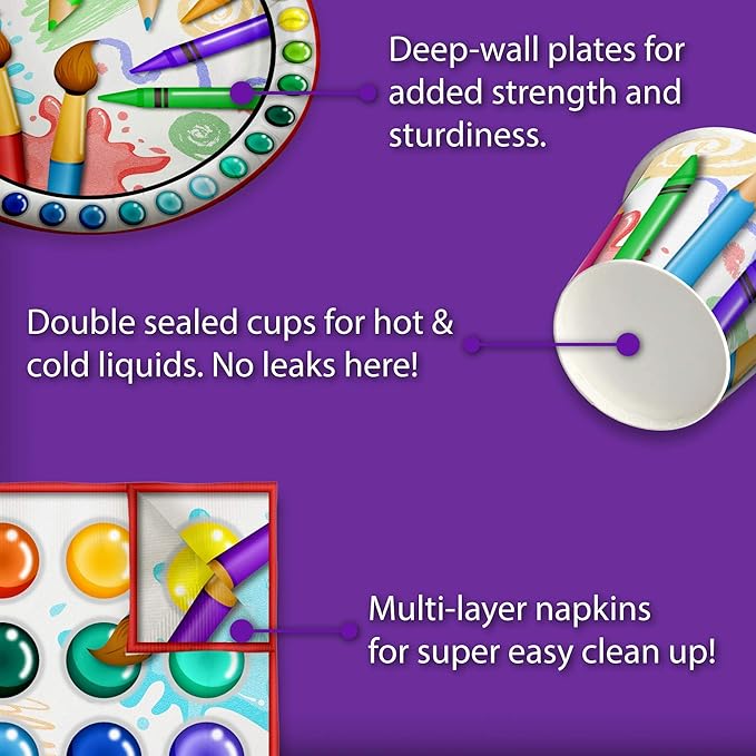 Artist Painting Birthday Party Supplies Set Plates Napkins Cups Art Tableware Kit for 16