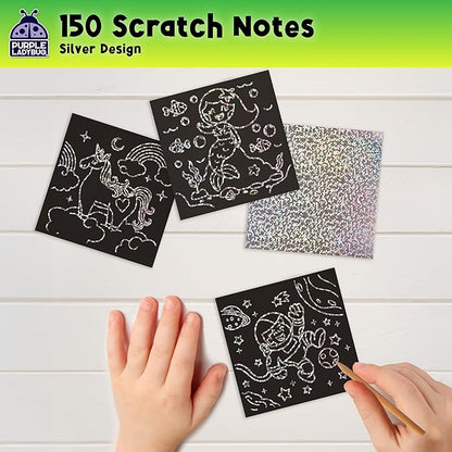 Purple Ladybug Silver Holographic Scratch Art Mini Notes - Scratch Art Notes Kids Games, Summer Activities for Kids, Teens, Boys, Gifts for Kid Arts & Crafts Supplies Summer Craft Kit