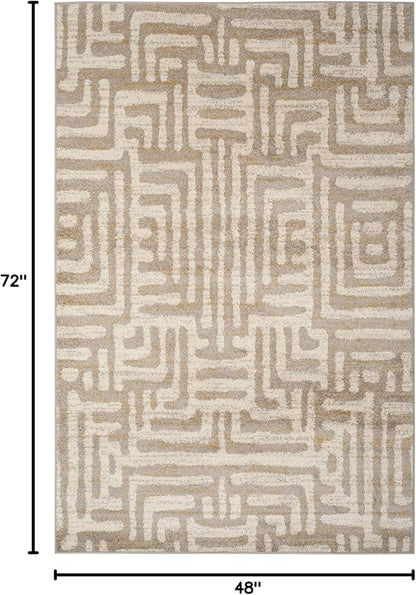 SAFAVIEH Amsterdam Collection Accent Rug - 4' x 6', Ivory & Mauve, Modern Abstract Design, Non-Shedding & Easy Care, Ideal for High Traffic Areas in Entryway, Living Room, Bedroom (AMS106A)