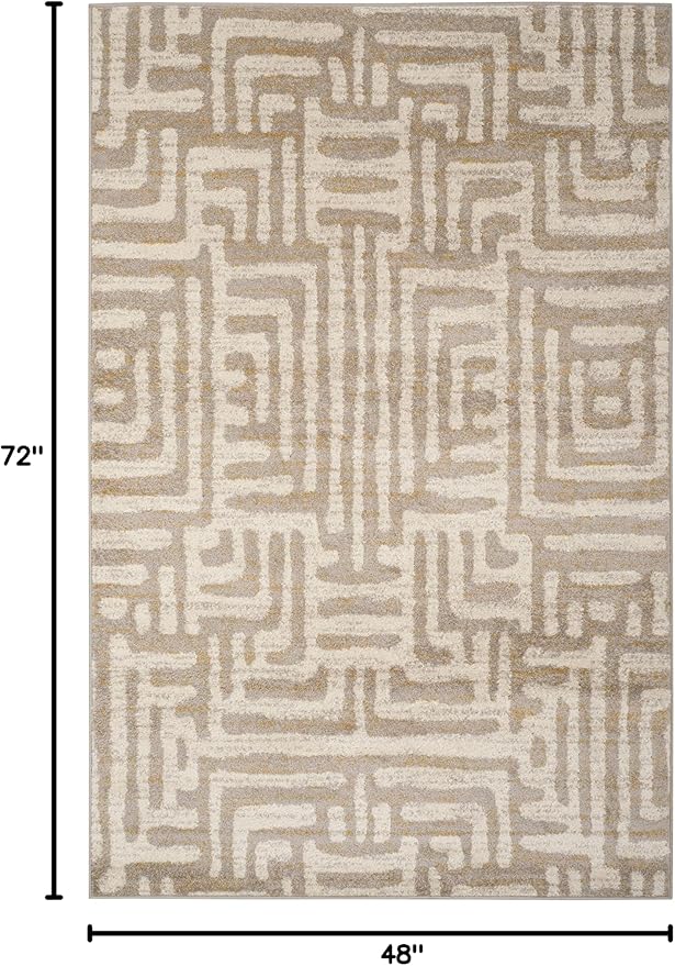 SAFAVIEH Amsterdam Collection Accent Rug - 4' x 6', Ivory & Mauve, Modern Abstract Design, Non-Shedding & Easy Care, Ideal for High Traffic Areas in Entryway, Living Room, Bedroom (AMS106A)