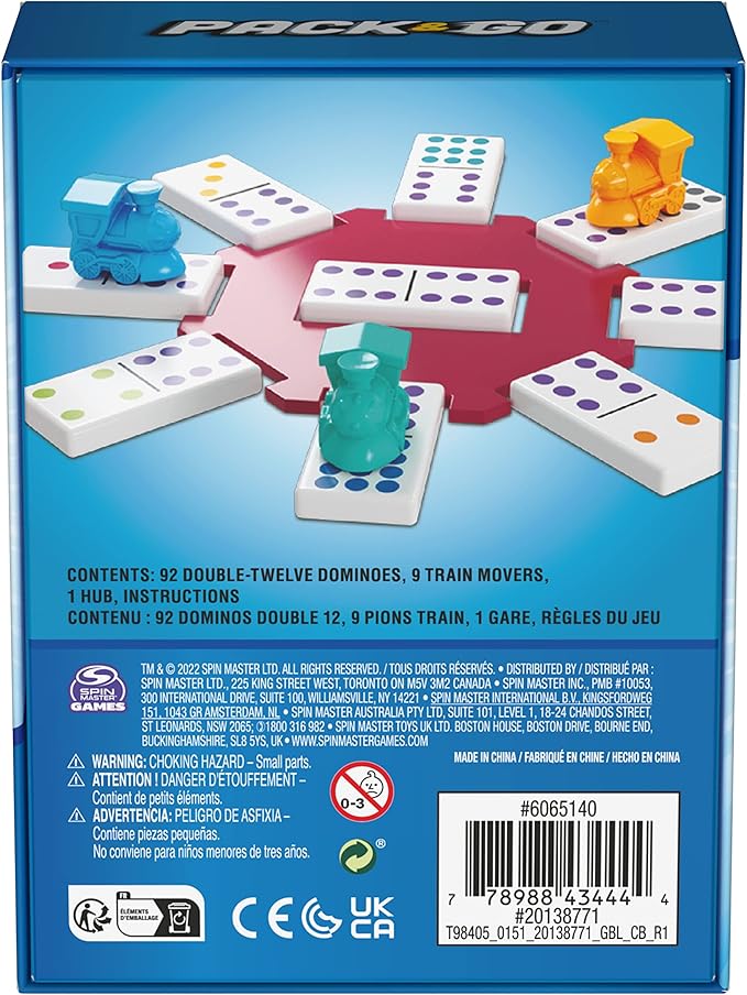 Pack & Go Mexican Train Dominoes from Spin Master Games Portable Dominoes Set Kids Games Classic Board Games for Adults and Kids Ages 8 and Up