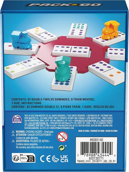 Pack & Go Mexican Train Dominoes from Spin Master Games Portable Dominoes Set Kids Games Classic Board Games for Adults and Kids Ages 8 and Up