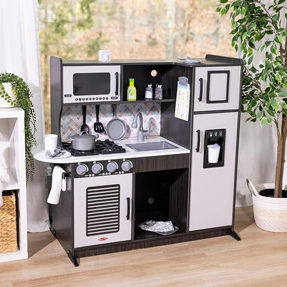 Melissa & Doug Wooden Chef’s Pretend Play Toy Kitchen With “Ice” Cube Dispenser – Charcoal Gray - Kitchen Play Set For Toddlers And Kids Ages 3+