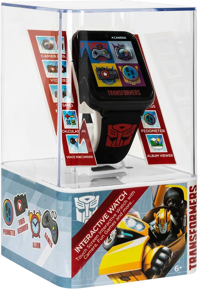 Accutime Transformers Kids Smart Watch with Selfie Camera, 10 Changeable Watch Faces, Pedometer, Playable Games, and More - Fun and Functional Wearable Tech for Boys and Girls