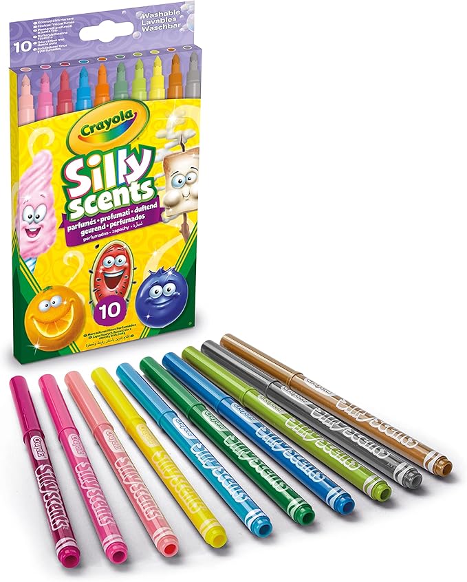 Crayola Silly Scents Washable Scented Markers, 10 Count, Gift for Kids