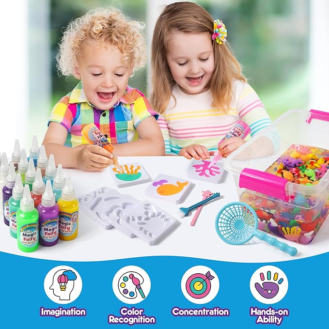Mocoosy Magic Water Elf Toy Kit for Kids, Glow in the Dark Aqua Fairy Water Gel Kit with 20 Gel & 16 Molds, Make Your Own Squishies, Squishy Maker Water Pets, DIY Art Crafts, Boys Girls Easter Gifts
