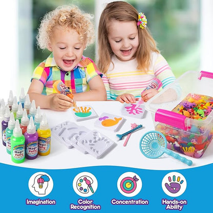 Mocoosy Magic Water Elf Toy Kit for Kids, Glow in the Dark Aqua Fairy Water Gel Kit with 20 Gel & 16 Molds, Make Your Own Squishies, Squishy Maker Water Pets, DIY Art Crafts, Boys Girls Easter Gifts