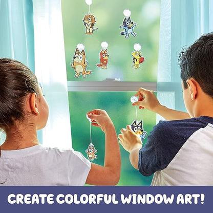 Bluey Window Art Suncatchers for Kids, Window Art Kit, Great Suncatchers Kit for Kids to Paint, Great At-Home Kids Craft Activity or Bluey Birthday Party Idea, Bluey Toys for Kids Ages 3, 4, 5, 6