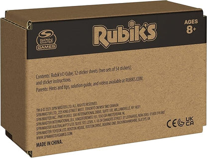 Rubik’s Cube, Original 3x3 Puzzle Brain Teaser Fidget Toy with Removable Interchangeable Mod Stickers to Customize, for Adults & Kids Ages 8 and up