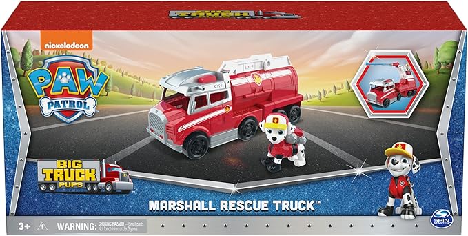 Paw Patrol, Big Truck Pup’s Marshall Transforming Toy Trucks with Collectible Action Figure, Kids Toys for Ages 3 and up