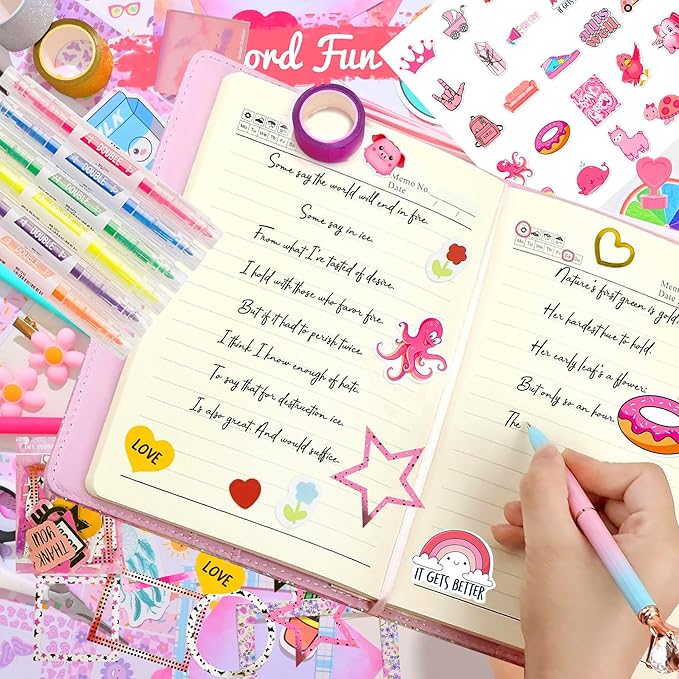 Christmas Gifts for Girls ,DIY Journal Kit for Girls,Diary for Girls with Lock ,DIY Journal Set for Tween & Teen Girls, Stationery Set, Diary Supplies Set, Journaling Art Crafts Kit, Ideal Gifts for Girl