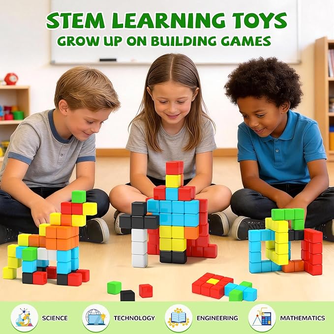 Hiwawind 40pcs Magnetic Blocks -Ideal Gifts for 3 4 5 6 Year Old,STEM Learning Toys for 3-5 Year Old Boys & Girls, Safe & Strong Building Blocks with ASMR Sounds,Classroom Must Haves