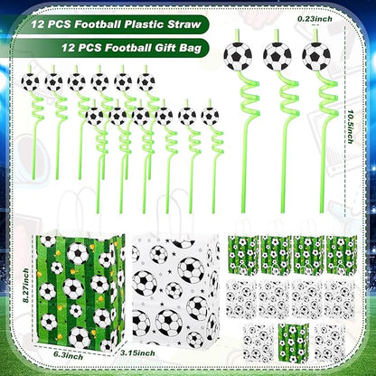 Colarr 122 Pcs Soccer Party Favors Include Key Chain Bracelets Mini Foam Ball Straw Stickers Goodie Bags Whistles Soccer Birthday Supplies Sports Gift Decoration for Kids Classroom Rewards