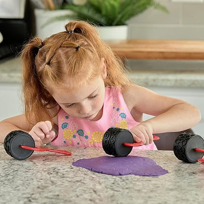 READY 2 LEARN Paint and Dough Explorers | 4 Patterns | Set 2 | Original Colors | Chunky Texture Rollers for Kids | Paint, Ink and Play Dough Accessories