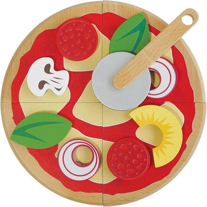Le Toy Van - Childrens Wood Pretend Play Food | Wooden Honeybake Pizza Pretend Food Toy Playset | Toy Kitchen Accessories Play Food Role Play Toy (TV279)