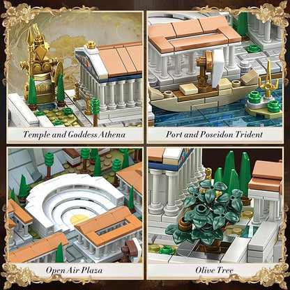 SpblastB Architecture Acropolis of Athens Building Blocks Set, 1988 Pieces Landmark Collection City Building Kit, Display Model Kit and Home Decor Gift Idea for Adults, Kids, Architects