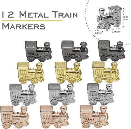 Mexican Train Dominoes Accessories Set-Including a 7.89-Inch Wooden Mexican Train Hub up to 12 Players, 12 Metal Train Markers, and a 70-Sheet Mexican Train Score Pads