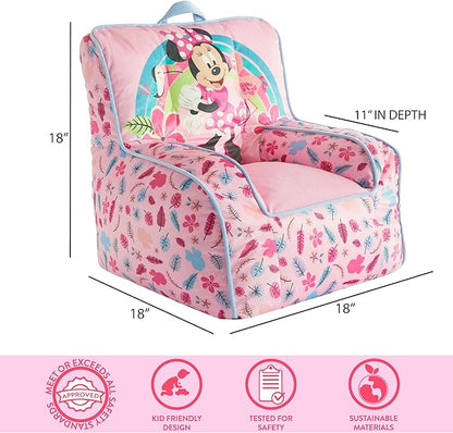 Idea Nuova Disney Minnie Mouse Smile Toddler Bean Bag Decorative Chair with Carry Handle, Large