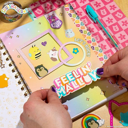 Original Squishmallows DIY Journaling Kit, Includes Craft Supplies Like Cute Stickers for Journaling, Sketch Pad, Cam The Cat Charm, Keychain, Fun Scrapbook Kit, Girl Gifts, Art Set