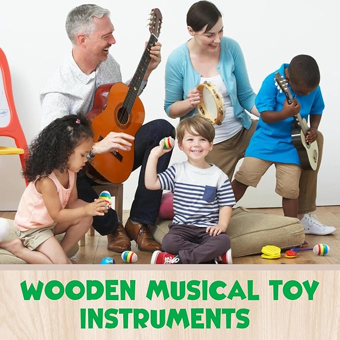 IPIDIPI TOYS Egg Shakers Maracas for Kids – Colorful Wooden Musical Percussion Instruments for Toddlers, Baby Shakers -Easter Basket Fillers, Stocking Stuffers, Party Favors & Educational Play–6 Pack