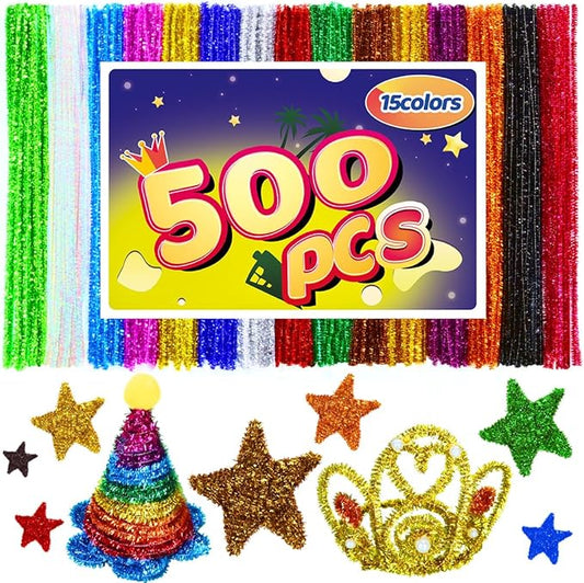 Pipe Cleaners, Pipe Cleaners Craft, Arts and Crafts, Crafts, Craft Supplies, Art Supplies (500 Glitter Pipe Cleaners)…