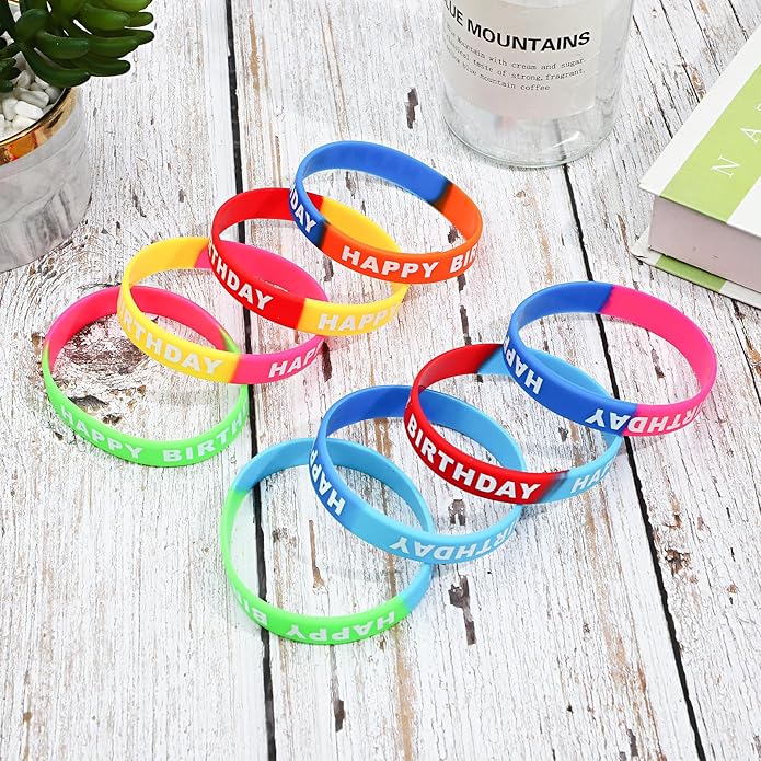 SOTOGO 48 Pieces Bracelets Multicolor Silicone Stretch Wristbands for Christmas Birthday Party Supplies