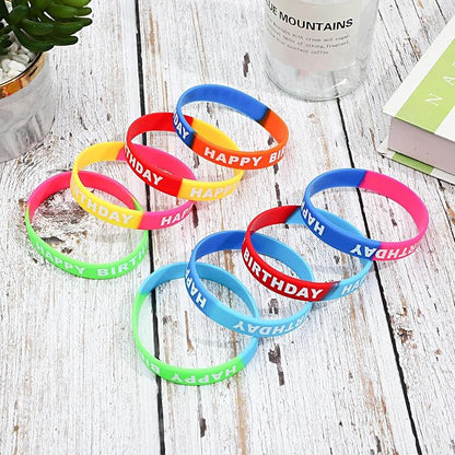 SOTOGO 48 Pieces Bracelets Multicolor Silicone Stretch Wristbands for Christmas Birthday Party Supplies