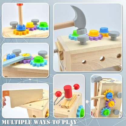 Wooden Tool Set for Boys - Montessori Toys for 2 3 4 5 Year Old,29Pcs Kids Tool Sets, Learning Educational Building Construction Sets,Toddler Boy Toys for 2 3 4 5 Year Old Boy
