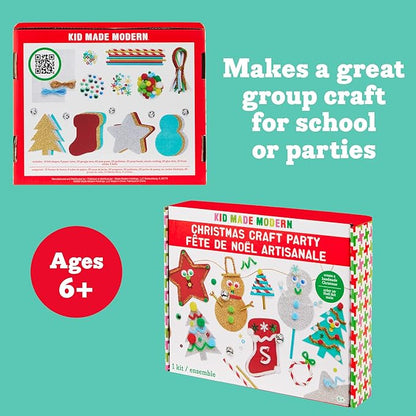 Kid Made Modern - Christmas Craft Party Kit - 175+ Piece Collection - DIY Kids Crafts - Bulk Craft Set - Create Your Own Art - Includes Holiday Inspired Art Supplies - Ages 6+