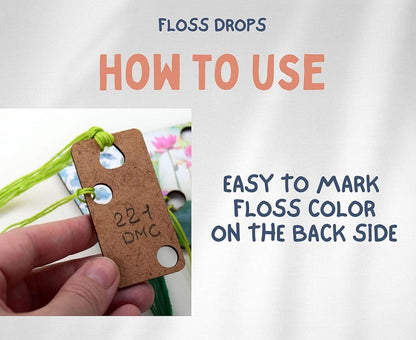 Floss drops cross stitch Wooden thread drops organizer floss drop for cross stitch kit fox embroidery floss storage holders for threads The set of 6 cross stitch retreat gifts