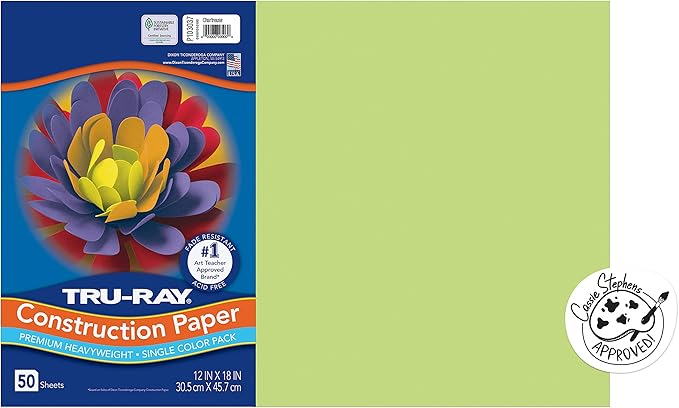 Tru-Ray Heavyweight Construction Paper, Chartreuse, 12" x 18", 50 Sheets