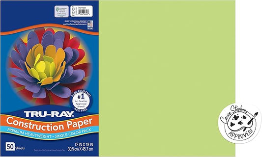 Tru-Ray Heavyweight Construction Paper, Chartreuse, 12" x 18", 50 Sheets