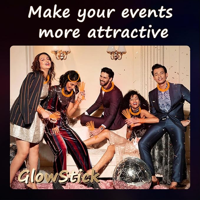 75 Glow Sticks Bracelets and Necklaces, 8'' Glowsticks Bulk Pack Bright Glow in the Dark Party Supplies for Kid (Orange)